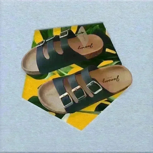 Jeossy Women's Three Buckle Slide Sandals Adjustable Summer Shoe Size 6 - Picture 4 of 9